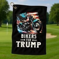 Bikers For Trump 2024 Motorcycle Patriotic American Flag Golf Towel thumb 1