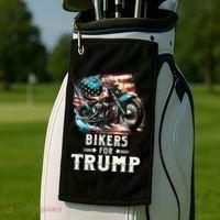 Bikers For Trump 2024 Motorcycle Patriotic American Flag Golf Towel thumb 2