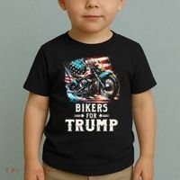 Bikers For Trump 2024 Motorcycle Patriotic American Flag Toddler T-Shirt thumb 2