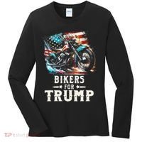 Bikers For Trump 2024 Motorcycle Patriotic American Flag Women's Long Sleeve Shirt thumb 0