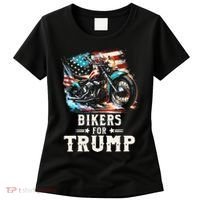 Bikers For Trump 2024 Motorcycle Patriotic American Flag Women's T-Shirt thumb 0