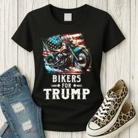 Bikers For Trump 2024 Motorcycle Patriotic American Flag Women's T-Shirt thumb 3
