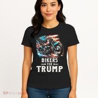 Bikers For Trump 2024 Motorcycle Patriotic American Flag Women's T-Shirt thumb 4
