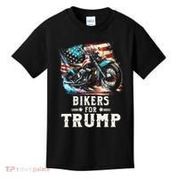 Bikers For Trump 2024 Motorcycle Patriotic American Flag Kids T-Shirt thumb 0