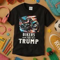 Bikers For Trump 2024 Motorcycle Patriotic American Flag Kids T-Shirt thumb 3