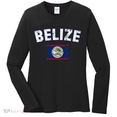 Belize Flag Vintage Belize Women's Long Sleeve Shirt