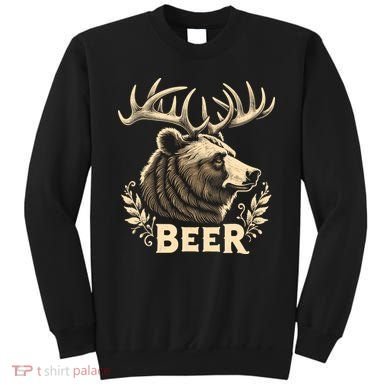 Beer Funny Vintage Design Bear With Deer Antlers For Drinker Sweatshirt