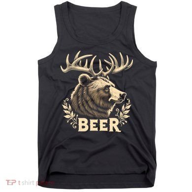 Beer Funny Vintage Design Bear With Deer Antlers For Drinker Tank Top