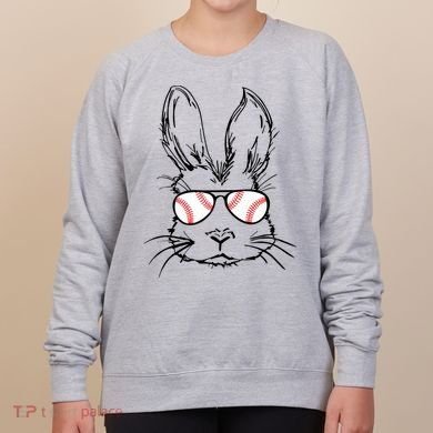 Bunny Face With Baseball Sunglasses Easter Day Gift Women's Sweatshirt