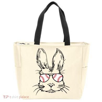 Bunny Face With Baseball Sunglasses Easter Day Gift Tote Bag