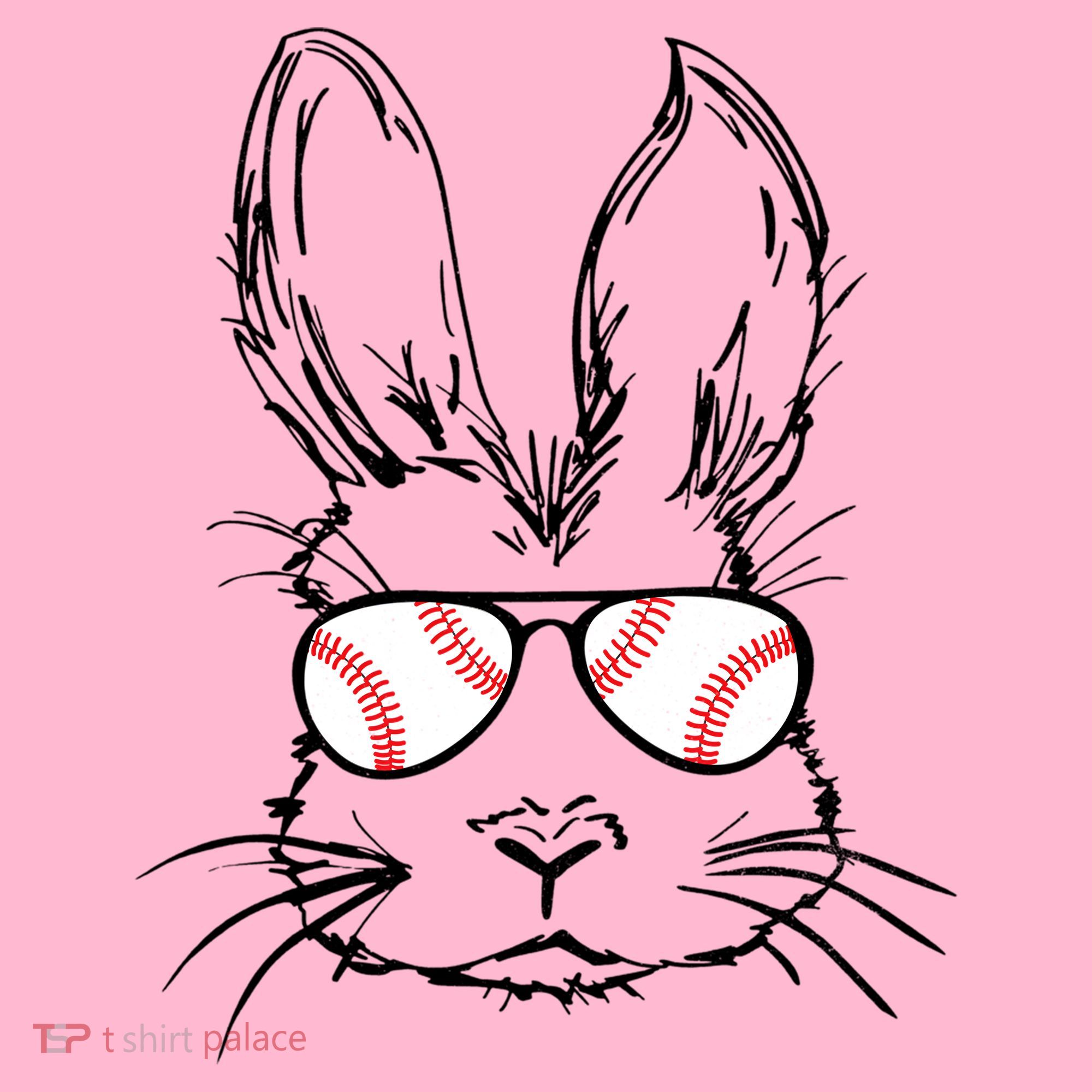 Bunny Face With Baseball Sunglasses Easter Day Gift Coaster