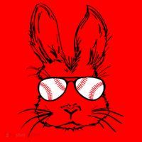 Bunny Face With Baseball Sunglasses Easter Day Gift Santa Hat thumb 1