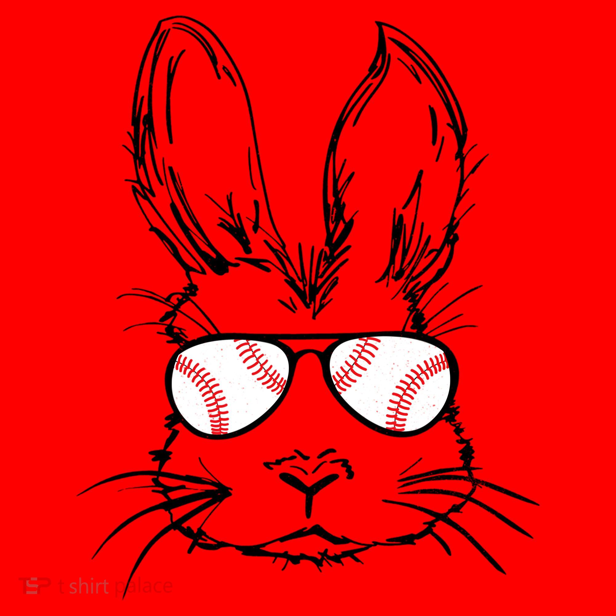 Bunny Face With Baseball Sunglasses Easter Day Gift Santa Hat