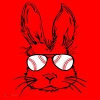 Bunny Face With Baseball Sunglasses Easter Day Gift Santa Hat thumb 1