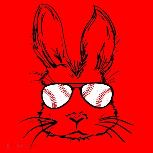 Bunny Face With Baseball Sunglasses Easter Day Gift Santa Hat