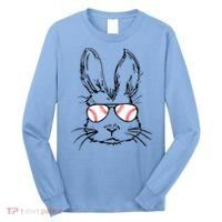 Bunny Face With Baseball Sunglasses Easter Day Gift Long Sleeve Shirt thumb 0