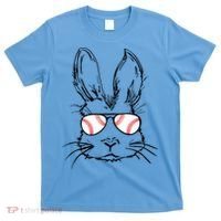 Bunny Face With Baseball Sunglasses Easter Day Gift T-Shirt thumb 0
