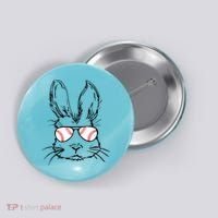 Bunny Face With Baseball Sunglasses Easter Day Gift Button thumb 0