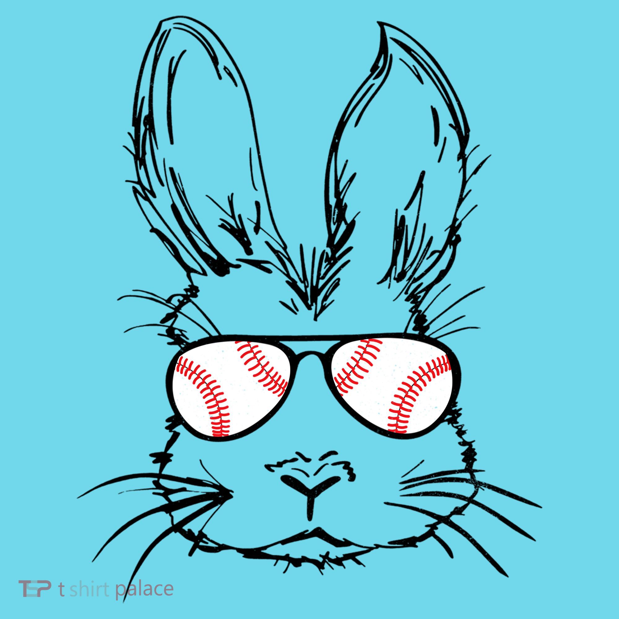 Bunny Face With Baseball Sunglasses Easter Day Gift Button