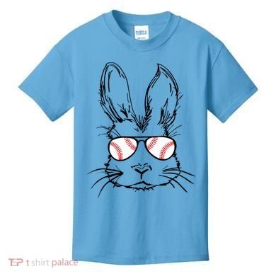 Bunny Face With Baseball Sunglasses Easter Day Gift Kids T-Shirt