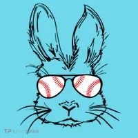 Bunny Face With Baseball Sunglasses Easter Day Gift Kids T-Shirt thumb 4