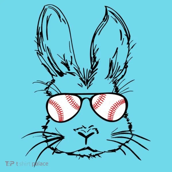 Bunny Face With Baseball Sunglasses Easter Day Gift Kids T-Shirt