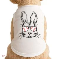 Bunny Face With Baseball Sunglasses Easter Day Gift Doggie Tank thumb 0