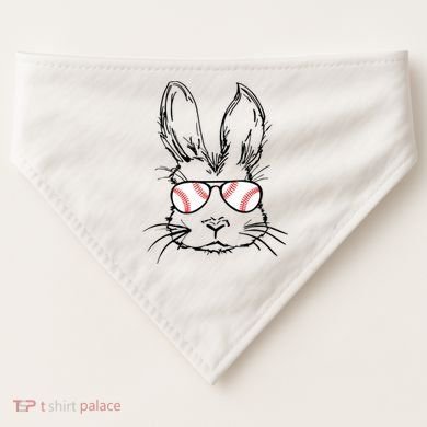 Bunny Face With Baseball Sunglasses Easter Day Gift USA-Made Doggie Bandana