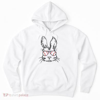 Bunny Face With Baseball Sunglasses Easter Day Gift Hoodie