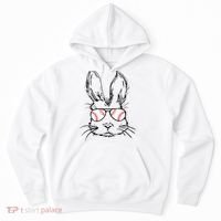 Bunny Face With Baseball Sunglasses Easter Day Gift Hoodie thumb 0