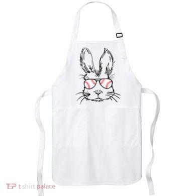 Bunny Face With Baseball Sunglasses Easter Day Gift Apron