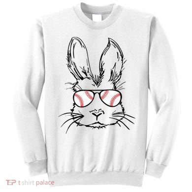 Bunny Face With Baseball Sunglasses Easter Day Gift Sweatshirt