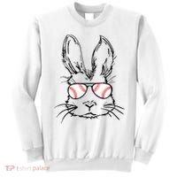 Bunny Face With Baseball Sunglasses Easter Day Gift Sweatshirt thumb 0