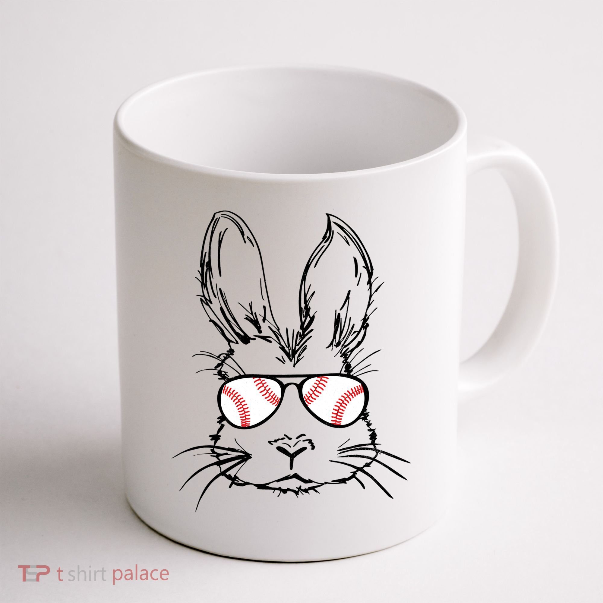 Bunny Face With Baseball Sunglasses Easter Day Gift Coffee Mug
