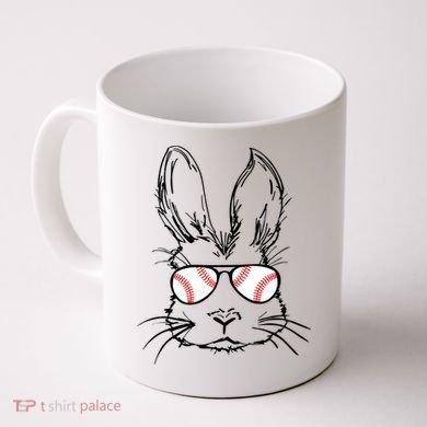 Bunny Face With Baseball Sunglasses Easter Day Gift Coffee Mug