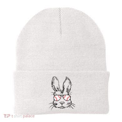 Bunny Face With Baseball Sunglasses Easter Day Gift Beanie