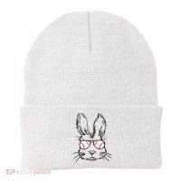 Bunny Face With Baseball Sunglasses Easter Day Gift Beanie thumb 0