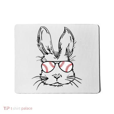 Bunny Face With Baseball Sunglasses Easter Day Gift Mousepad