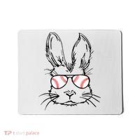 Bunny Face With Baseball Sunglasses Easter Day Gift Mousepad thumb 0