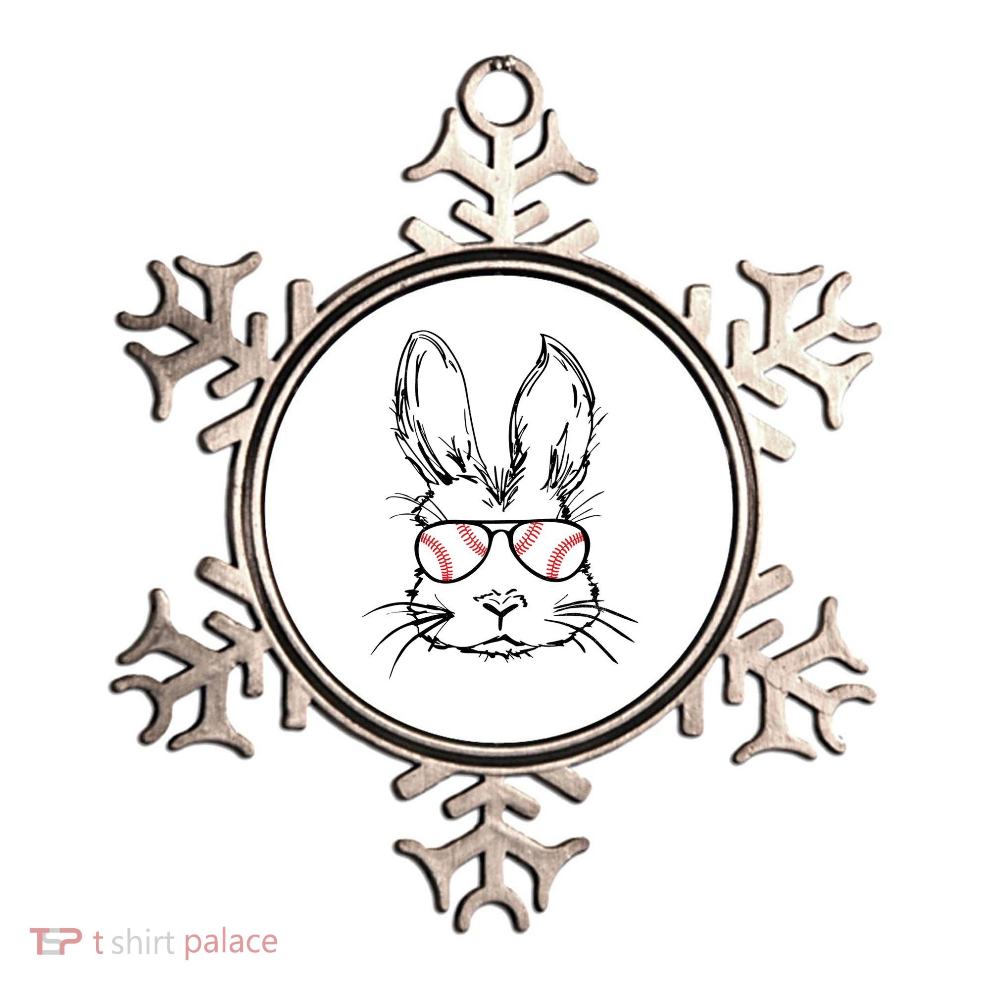 Bunny Face With Baseball Sunglasses Easter Day Gift Ornament