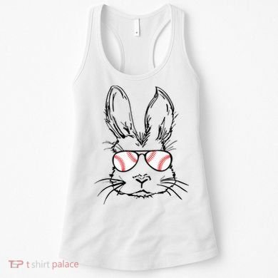 Bunny Face With Baseball Sunglasses Easter Day Gift Women's Tank Top
