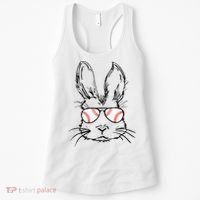 Bunny Face With Baseball Sunglasses Easter Day Gift Women's Tank Top thumb 0