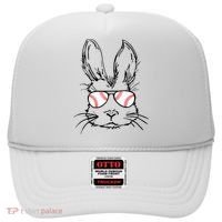 Bunny Face With Baseball Sunglasses Easter Day Gift Hat thumb 0