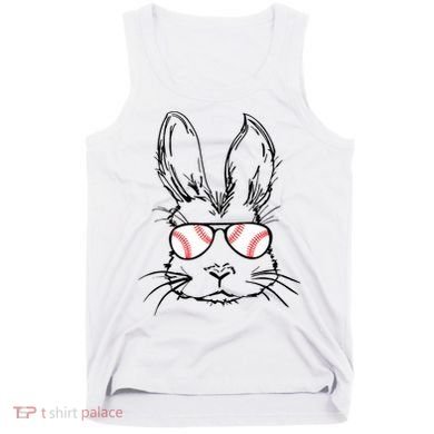 Bunny Face With Baseball Sunglasses Easter Day Gift Tank Top