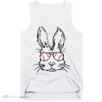 Bunny Face With Baseball Sunglasses Easter Day Gift Tank Top thumb 0