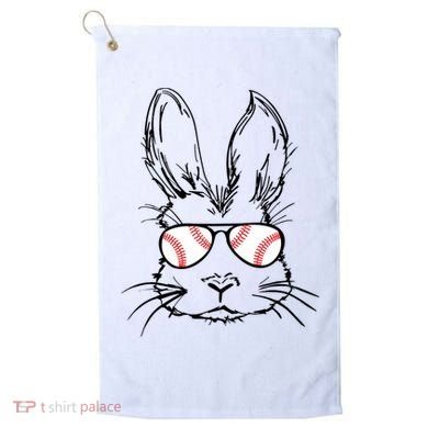 Bunny Face With Baseball Sunglasses Easter Day Gift Golf Towel