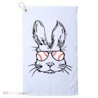 Bunny Face With Baseball Sunglasses Easter Day Gift Golf Towel thumb 0