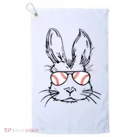 Bunny Face With Baseball Sunglasses Easter Day Gift Golf Towel thumb 0