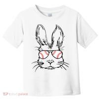 Bunny Face With Baseball Sunglasses Easter Day Gift Toddler T-Shirt thumb 0