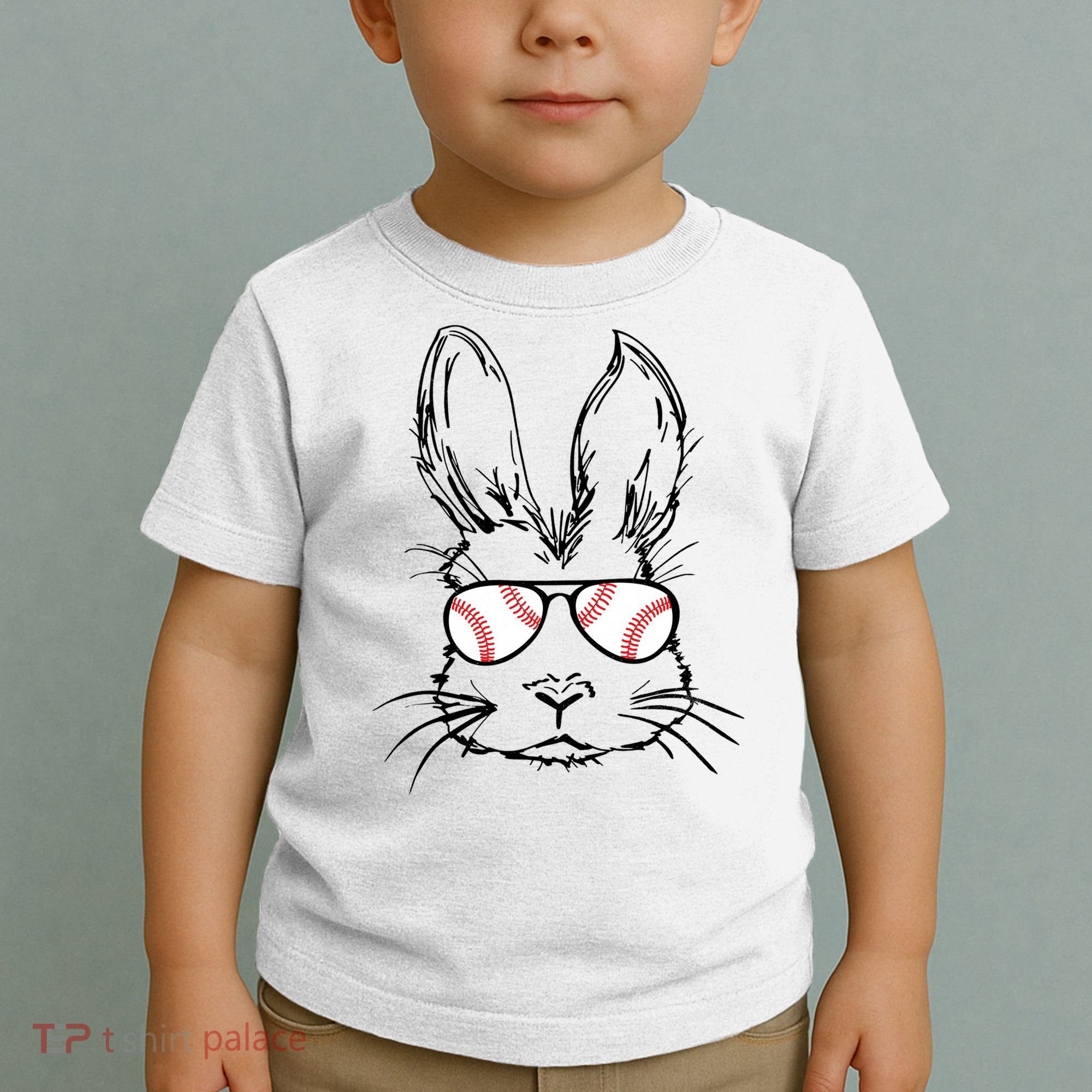 Bunny Face With Baseball Sunglasses Easter Day Gift Toddler T-Shirt